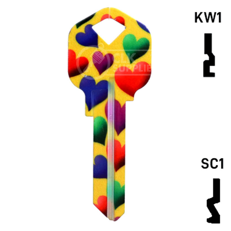 Happy Keys- Hearts Key (Choose Keyway) Residential-Commercial Key Howard Keys