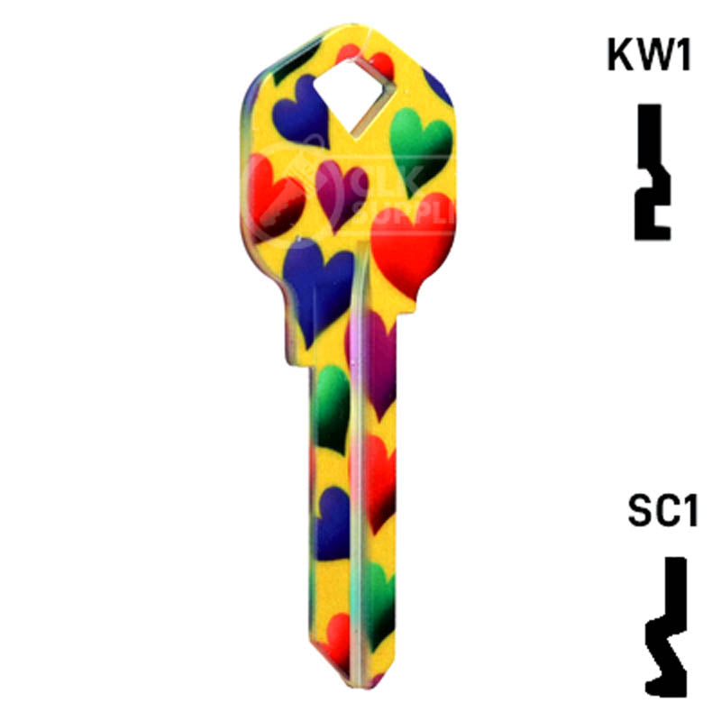 Happy Keys- Hearts Key (Choose Keyway) Residential-Commercial Key Howard Keys