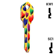 Happy Keys- Hearts Key (Choose Keyway) Residential-Commercial Key Howard Keys