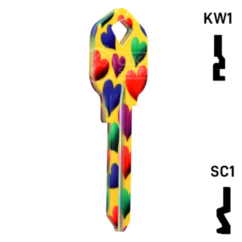 Happy Keys- Hearts Key (Choose Keyway) Residential-Commercial Key Howard Keys