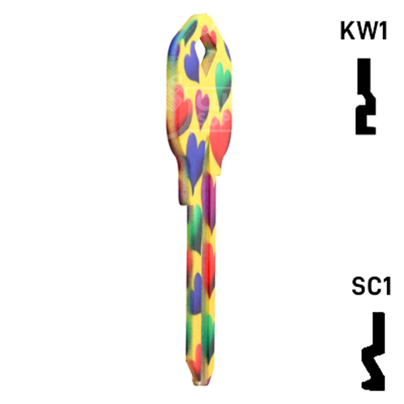 Happy Keys- Hearts Key (Choose Keyway) Residential-Commercial Key Howard Keys