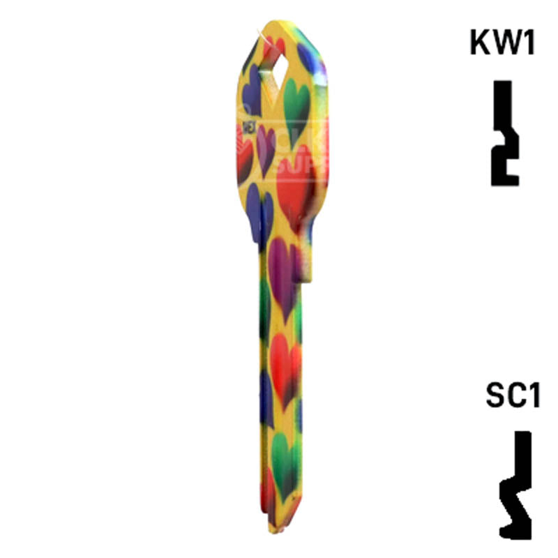 Happy Keys- Hearts Key (Choose Keyway) Residential-Commercial Key Howard Keys