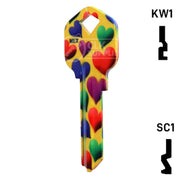 Happy Keys- Hearts Key (Choose Keyway) Residential-Commercial Key Howard Keys