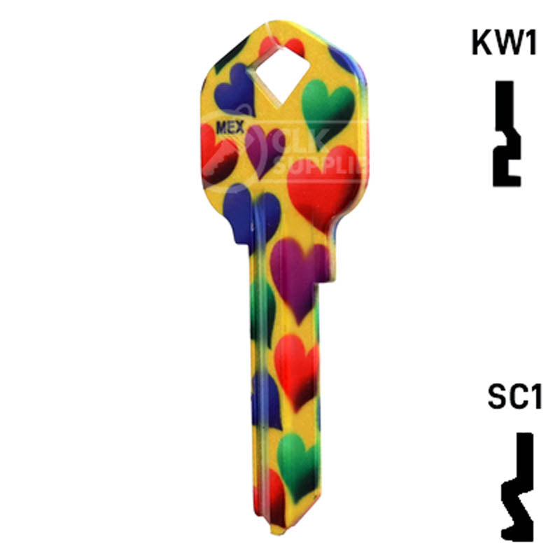 Happy Keys- Hearts Key (Choose Keyway) Residential-Commercial Key Howard Keys