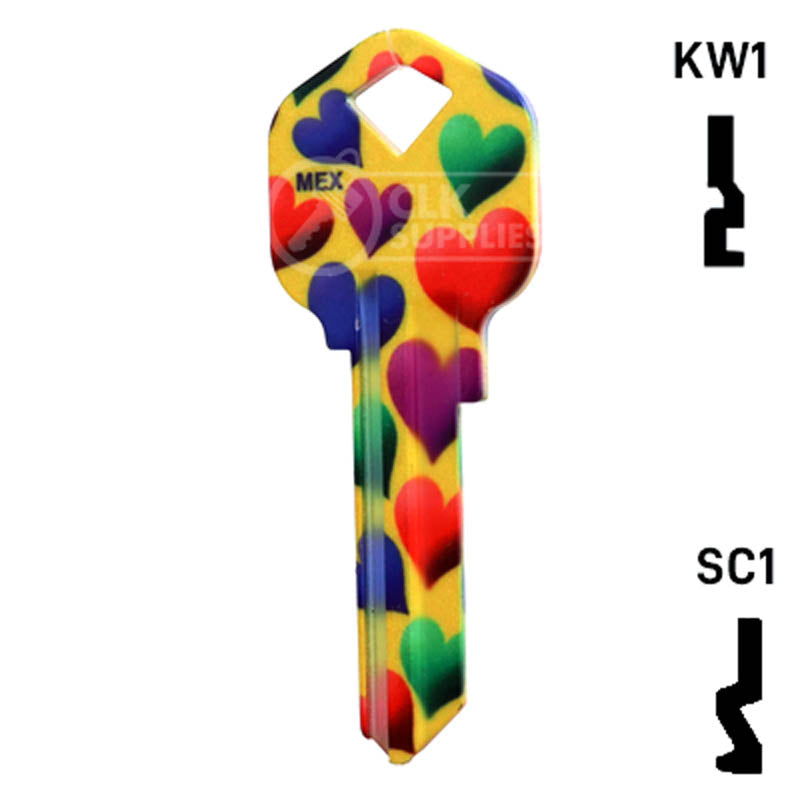 Happy Keys- Hearts Key (Choose Keyway) Residential-Commercial Key Howard Keys