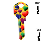 Happy Keys- Hearts Key (Choose Keyway) Residential-Commercial Key Howard Keys
