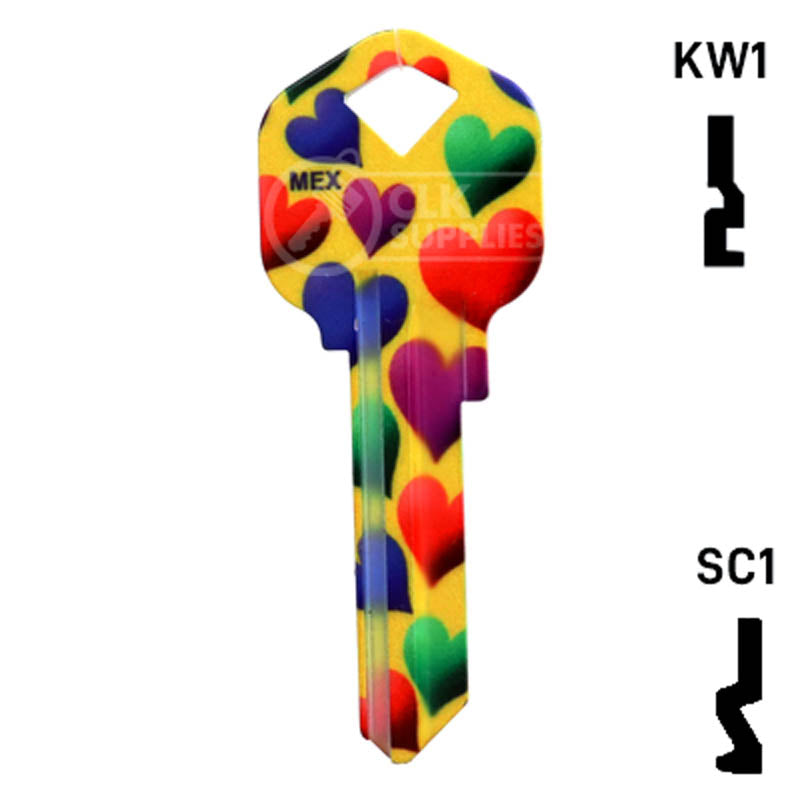 Happy Keys- Hearts Key (Choose Keyway) Residential-Commercial Key Howard Keys