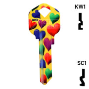 Happy Keys- Hearts Key (Choose Keyway) Residential-Commercial Key Howard Keys