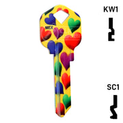 Happy Keys- Hearts Key (Choose Keyway) Residential-Commercial Key Howard Keys