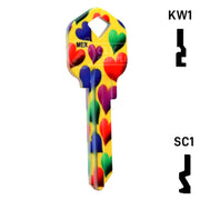 Happy Keys- Hearts Key (Choose Keyway) Residential-Commercial Key Howard Keys