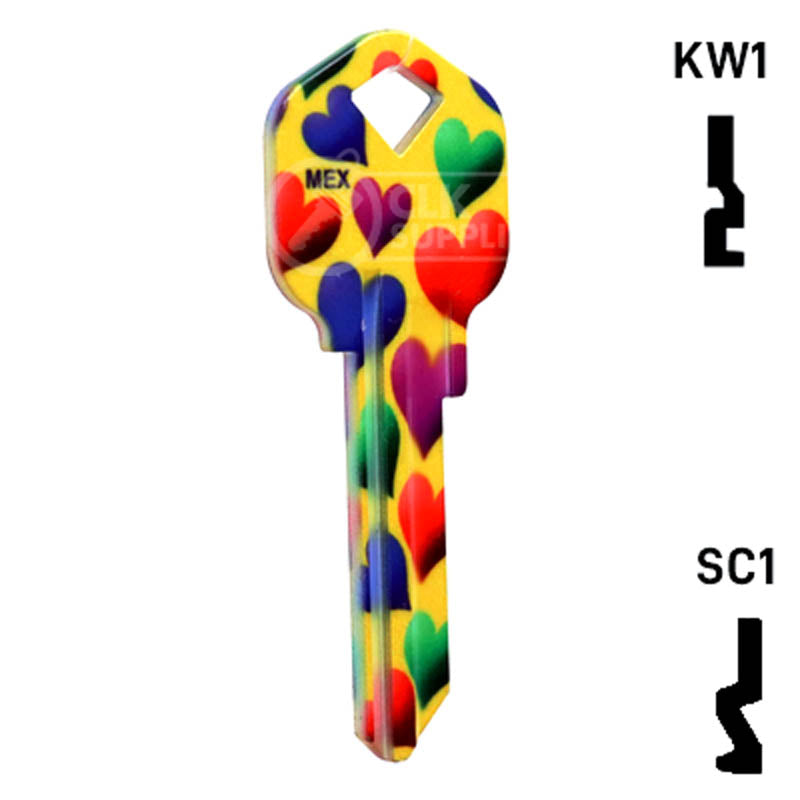 Happy Keys- Hearts Key (Choose Keyway) Residential-Commercial Key Howard Keys