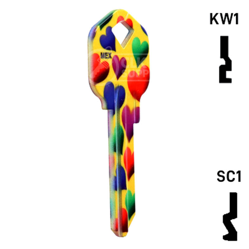 Happy Keys- Hearts Key (Choose Keyway) Residential-Commercial Key Howard Keys