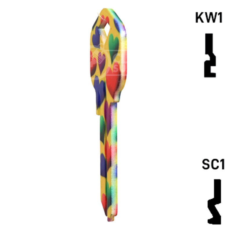 Happy Keys- Hearts Key (Choose Keyway) Residential-Commercial Key Howard Keys