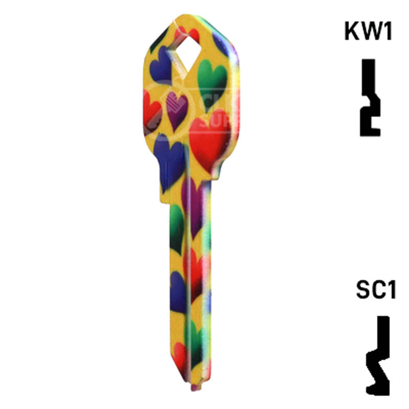 Happy Keys- Hearts Key (Choose Keyway) Residential-Commercial Key Howard Keys