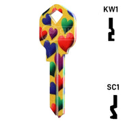 Happy Keys- Hearts Key (Choose Keyway) Residential-Commercial Key Howard Keys