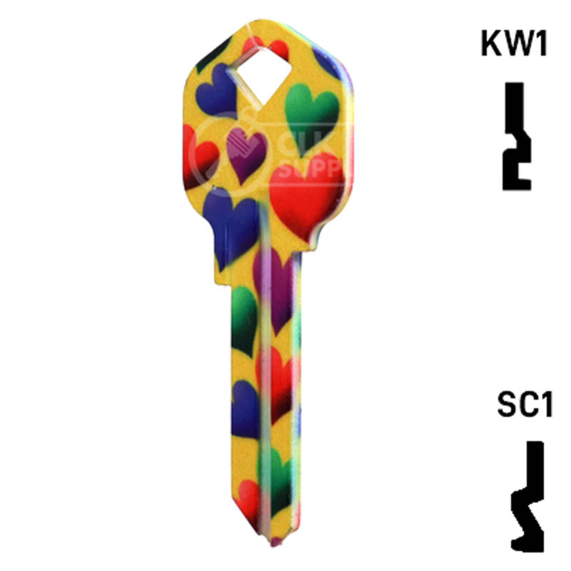 Happy Keys- Hearts Key (Choose Keyway) Residential-Commercial Key Howard Keys
