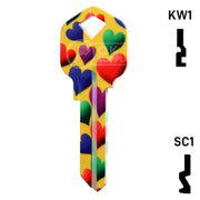 Happy Keys- Hearts Key (Choose Keyway) Residential-Commercial Key Howard Keys