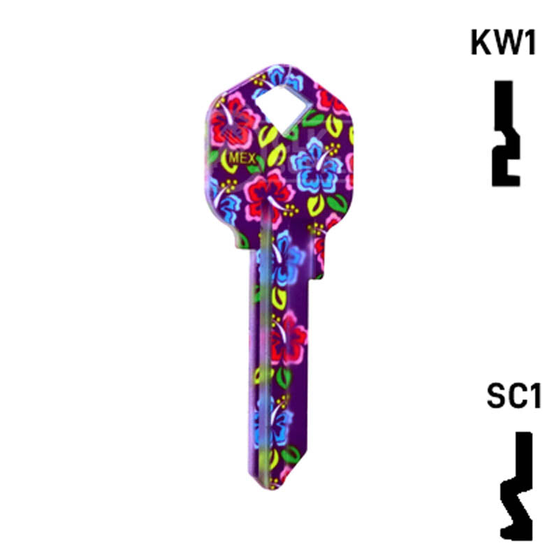 Happy Keys- Hibiscus Flowers Key (Choose Keyway) Residential-Commercial Key Howard Keys