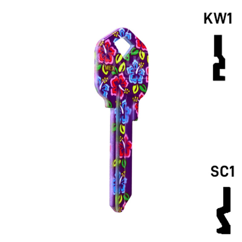 Happy Keys- Hibiscus Flowers Key (Choose Keyway) Residential-Commercial Key Howard Keys