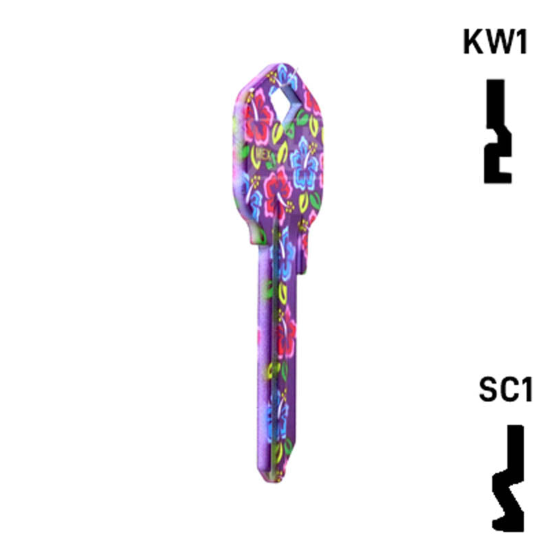 Happy Keys- Hibiscus Flowers Key (Choose Keyway) Residential-Commercial Key Howard Keys