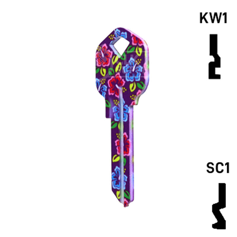 Happy Keys- Hibiscus Flowers Key (Choose Keyway) Residential-Commercial Key Howard Keys