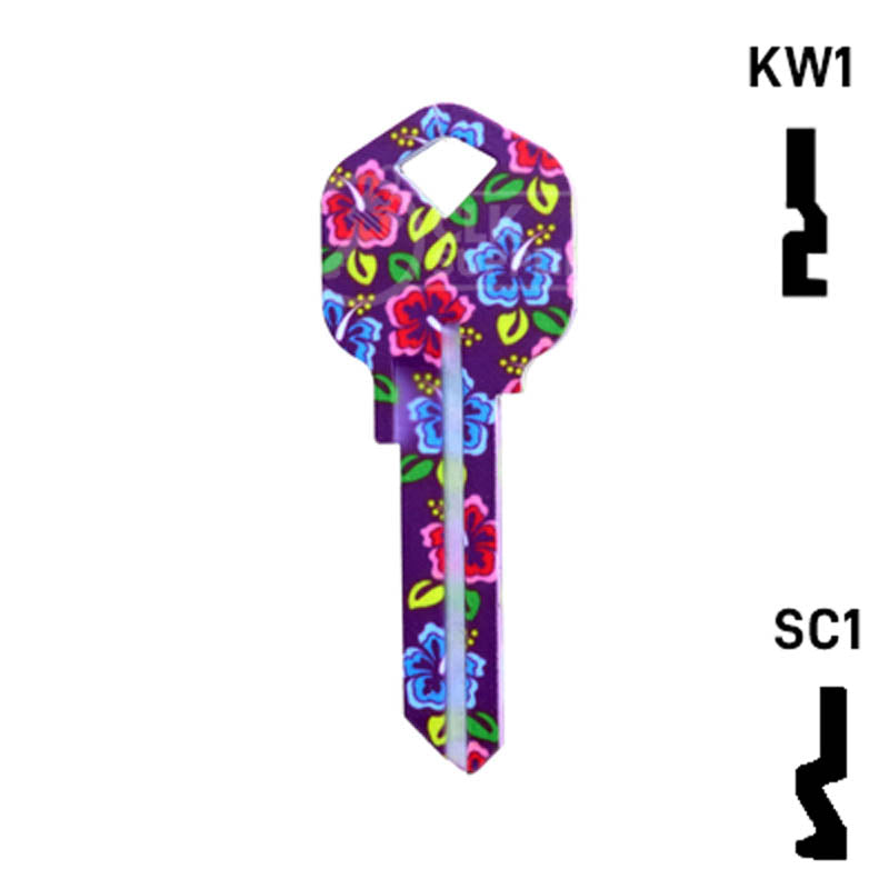 Happy Keys- Hibiscus Flowers Key (Choose Keyway) Residential-Commercial Key Howard Keys