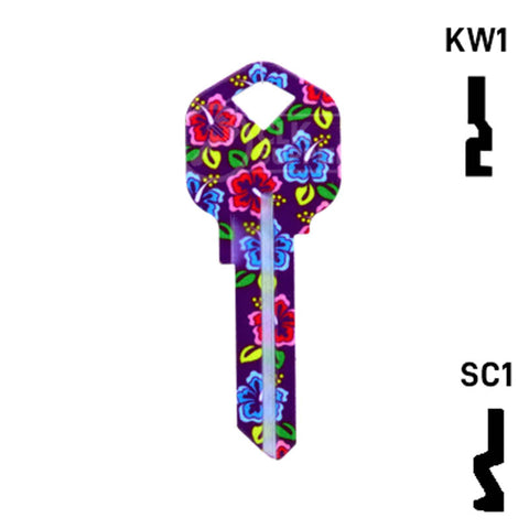 Happy Keys- Hibiscus Flowers Key (Choose Keyway) Residential-Commercial Key Howard Keys