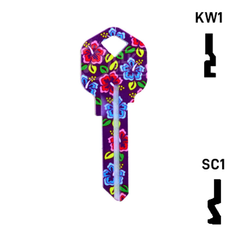 Happy Keys- Hibiscus Flowers Key (Choose Keyway) Residential-Commercial Key Howard Keys