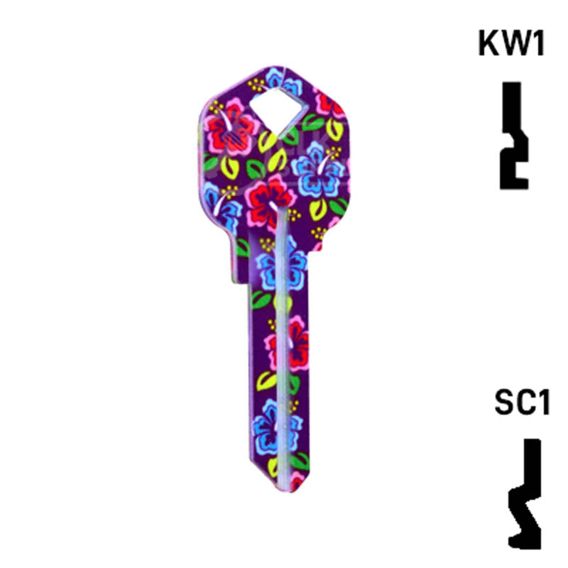 Happy Keys- Hibiscus Flowers Key (Choose Keyway) Residential-Commercial Key Howard Keys