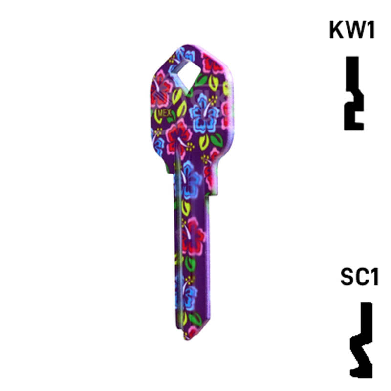 Happy Keys- Hibiscus Flowers Key (Choose Keyway) Residential-Commercial Key Howard Keys