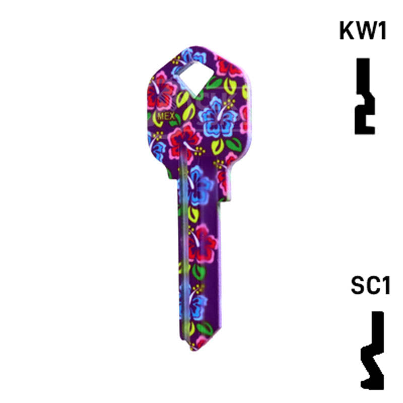 Happy Keys- Hibiscus Flowers Key (Choose Keyway) Residential-Commercial Key Howard Keys