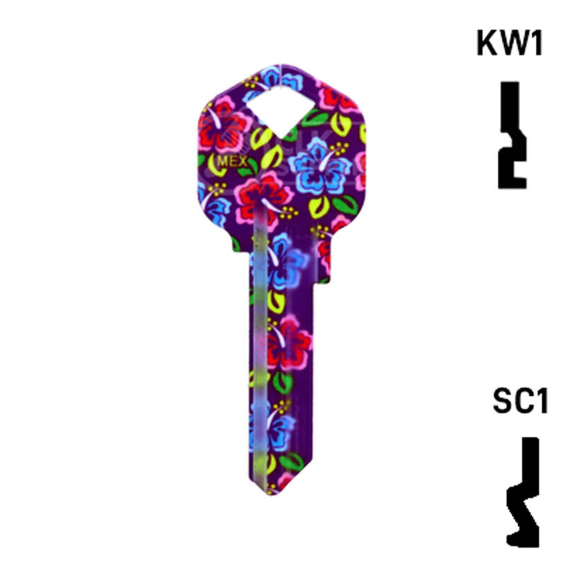 Happy Keys- Hibiscus Flowers Key (Choose Keyway) Residential-Commercial Key Howard Keys