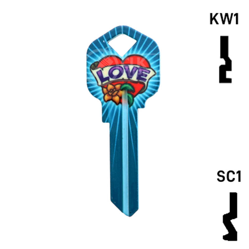 Happy Keys- Love Key (Choose Keyway) Residential-Commercial Key Howard Keys