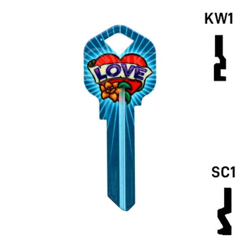Happy Keys- Love Key (Choose Keyway) Residential-Commercial Key Howard Keys