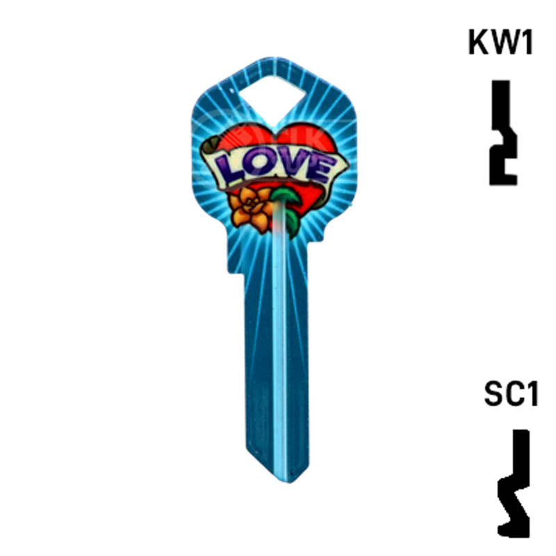 Happy Keys- Love Key (Choose Keyway) Residential-Commercial Key Howard Keys