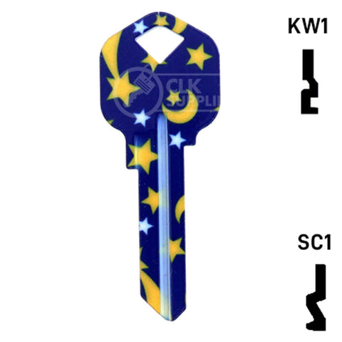 Happy Keys- Moon & Stars Key (Choose Keyway) Residential-Commercial Key Howard Keys