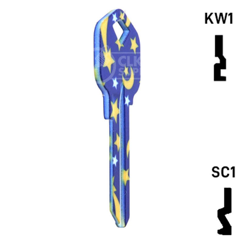 Happy Keys- Moon & Stars Key (Choose Keyway) Residential-Commercial Key Howard Keys