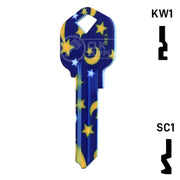 Happy Keys- Moon & Stars Key (Choose Keyway) Residential-Commercial Key Howard Keys