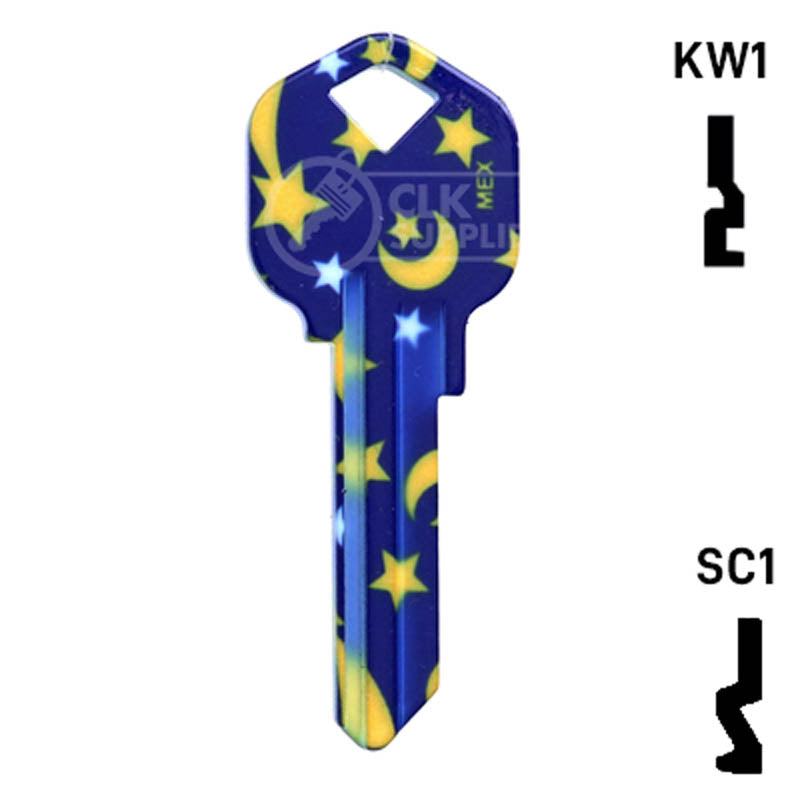 Happy Keys- Moon & Stars Key (Choose Keyway) Residential-Commercial Key Howard Keys