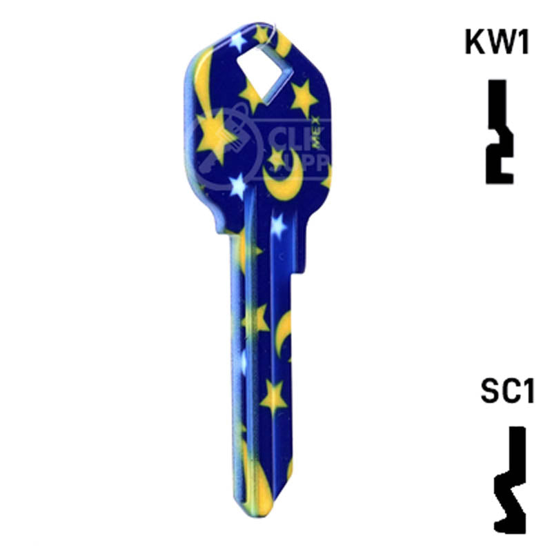 Happy Keys- Moon & Stars Key (Choose Keyway) Residential-Commercial Key Howard Keys