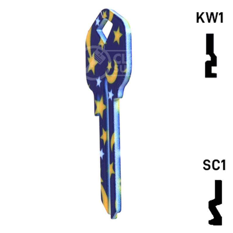 Happy Keys- Moon & Stars Key (Choose Keyway) Residential-Commercial Key Howard Keys
