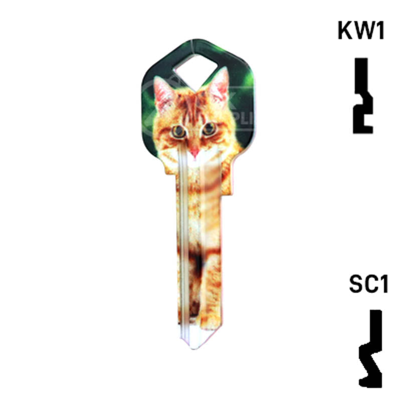 Happy Keys- Orange Tabby Key (Choose Keyway) Residential-Commercial Key Howard Keys