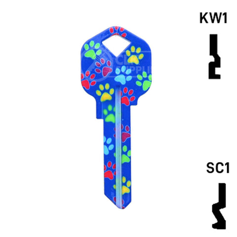 Happy Keys- Paw Prints Key (Choose Keyway) Residential-Commercial Key Howard Keys