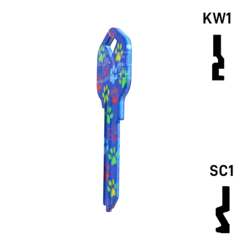 Happy Keys- Paw Prints Key (Choose Keyway) Residential-Commercial Key Howard Keys