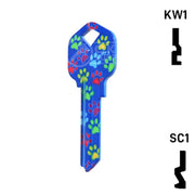 Happy Keys- Paw Prints Key (Choose Keyway) Residential-Commercial Key Howard Keys