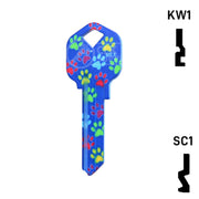 Happy Keys- Paw Prints Key (Choose Keyway) Residential-Commercial Key Howard Keys