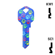Happy Keys- Paw Prints Key (Choose Keyway) Residential-Commercial Key Howard Keys