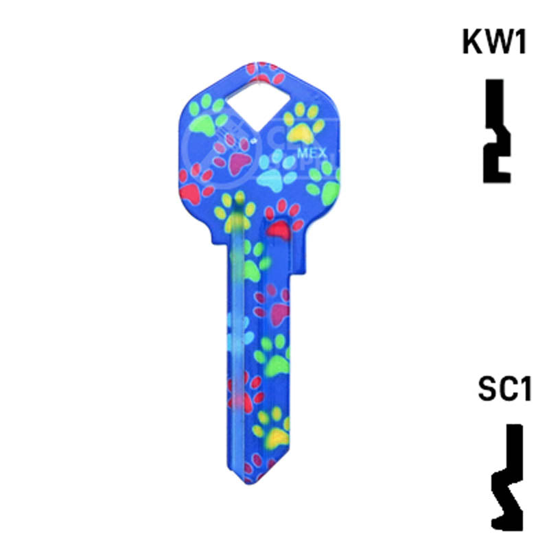Happy Keys- Paw Prints Key (Choose Keyway) Residential-Commercial Key Howard Keys