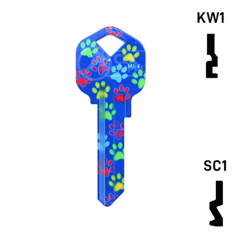 Happy Keys- Paw Prints Key (Choose Keyway) Residential-Commercial Key Howard Keys