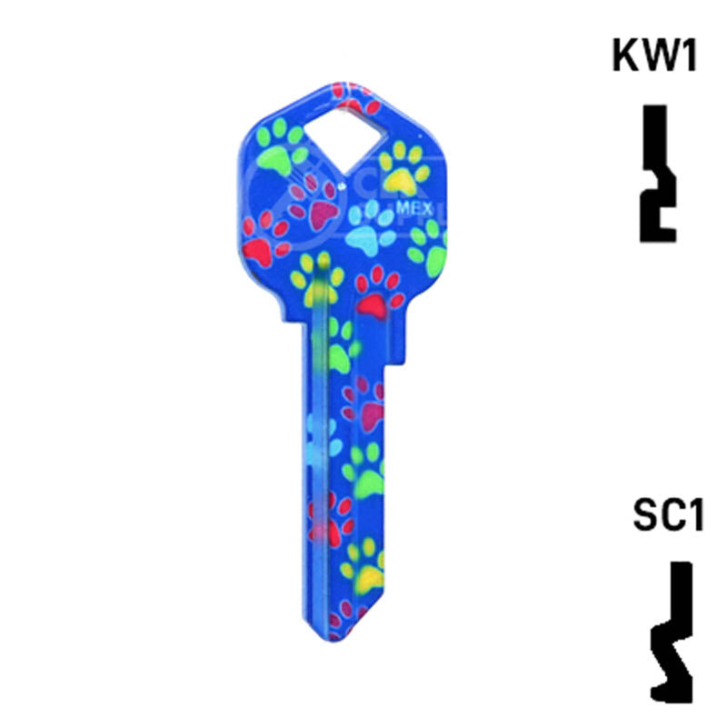 Happy Keys- Paw Prints Key (Choose Keyway) Residential-Commercial Key Howard Keys